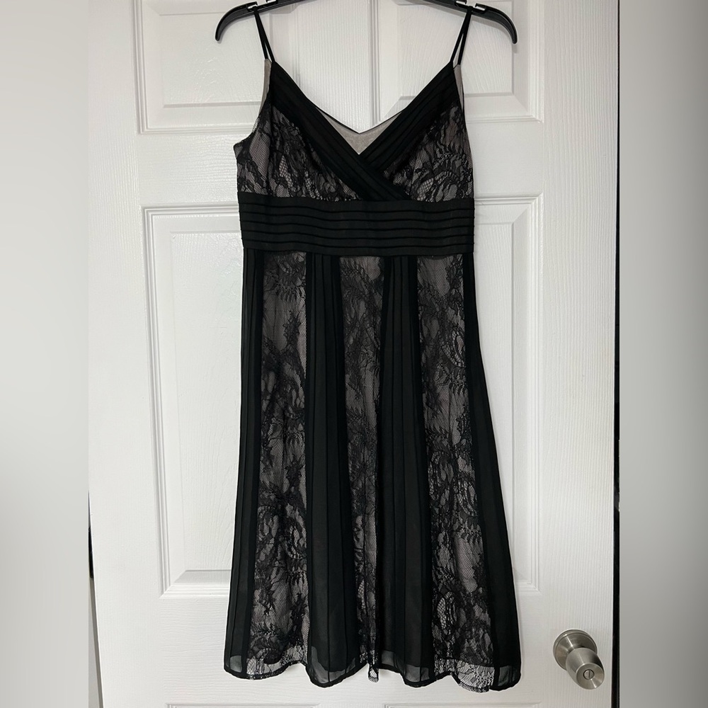 LOFT Black Lace Midi Dress